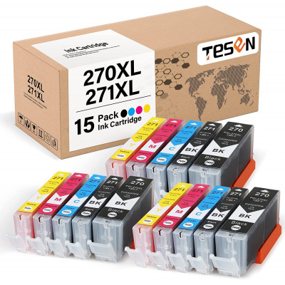 TESEN Compatible Ink Cartridge Replacement for Canon 270 XL 271 XL PGI 270XL CLI 271XL 15 Pack Color Set